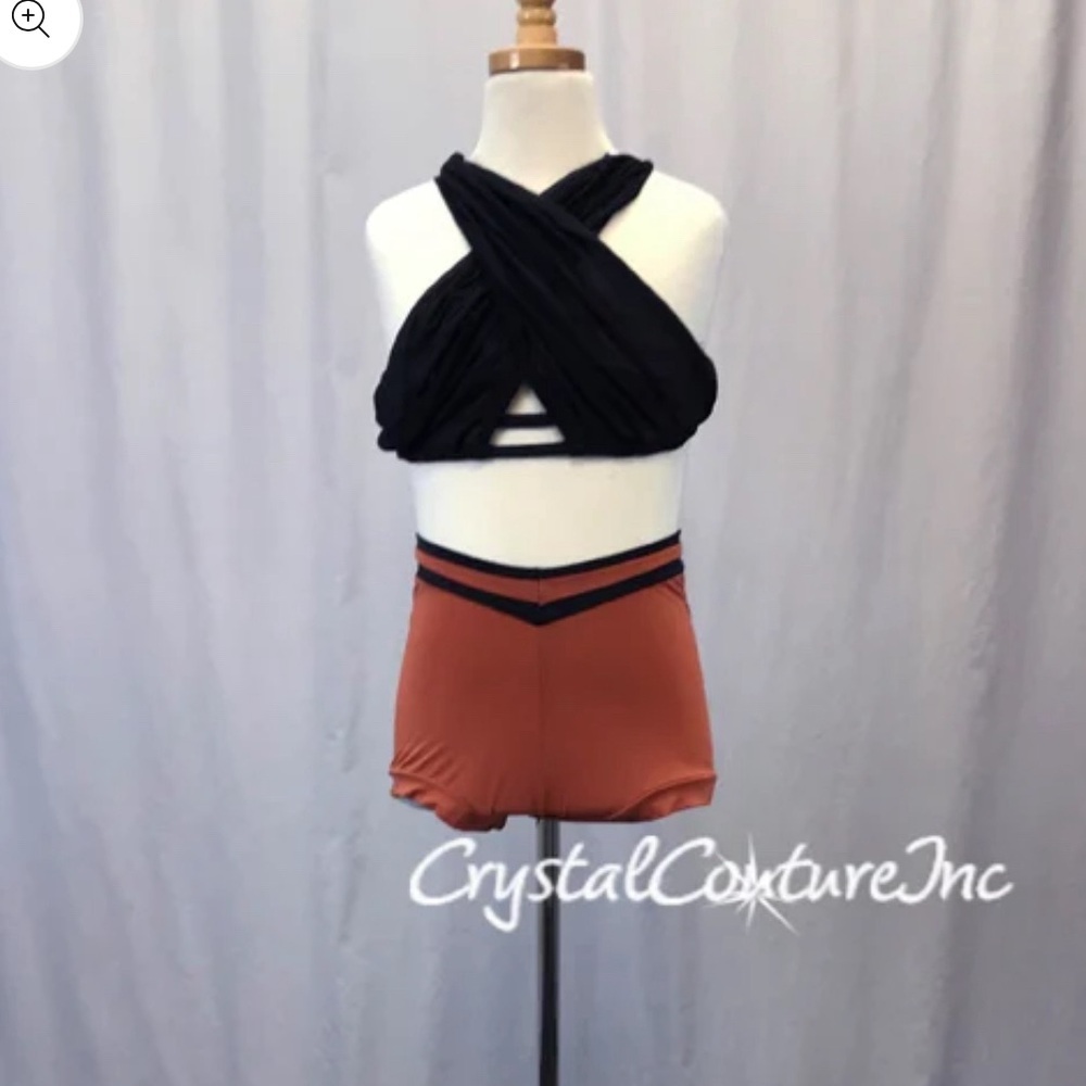 Dance costume base Crystal Couture black & copper : NWT medium child